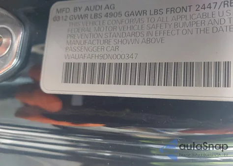 2013 Audi A5 2.0T Premium z USA, uszkodzony, nr VIN WAUAFAFH9DN000347